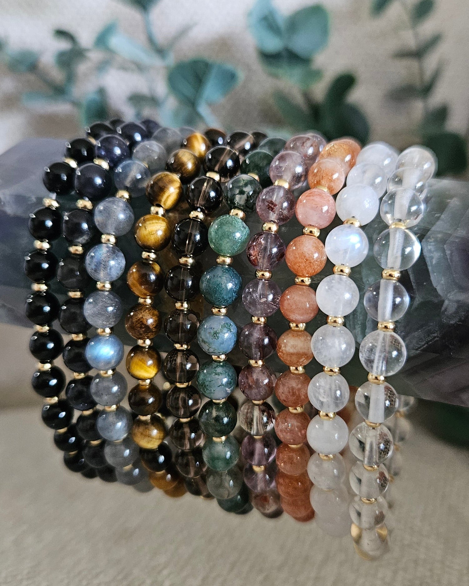 gemstone bracelet alt gold accents